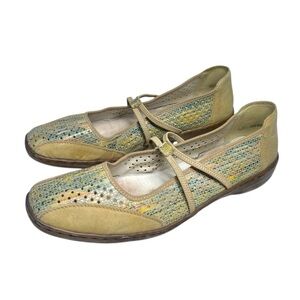 Rieker Womens Slip On Shoes Multicolor Laser Cut Mary Jane Flats Size 42